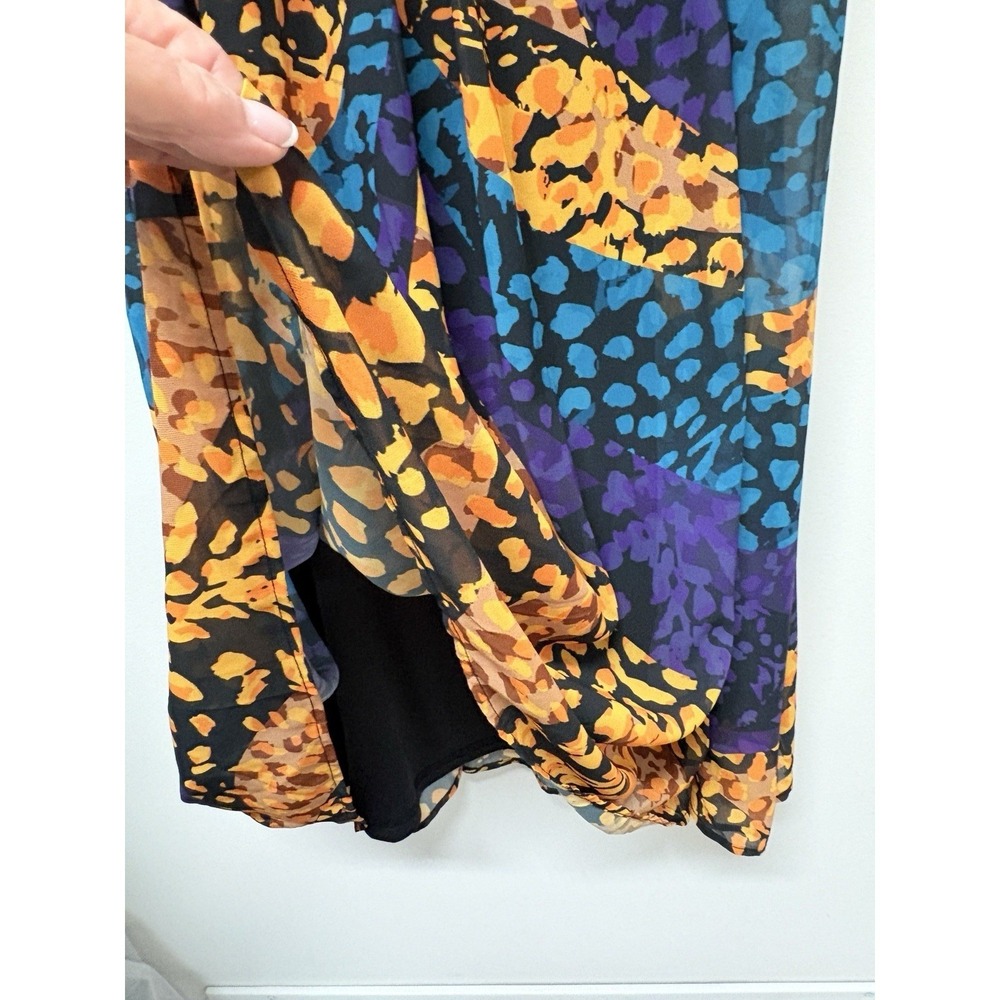 ASHRO Size 2X Blue, Purple, Gold and Green Lined Sheer Skirt Gypsy Boho Chic - Picture 7 of 8